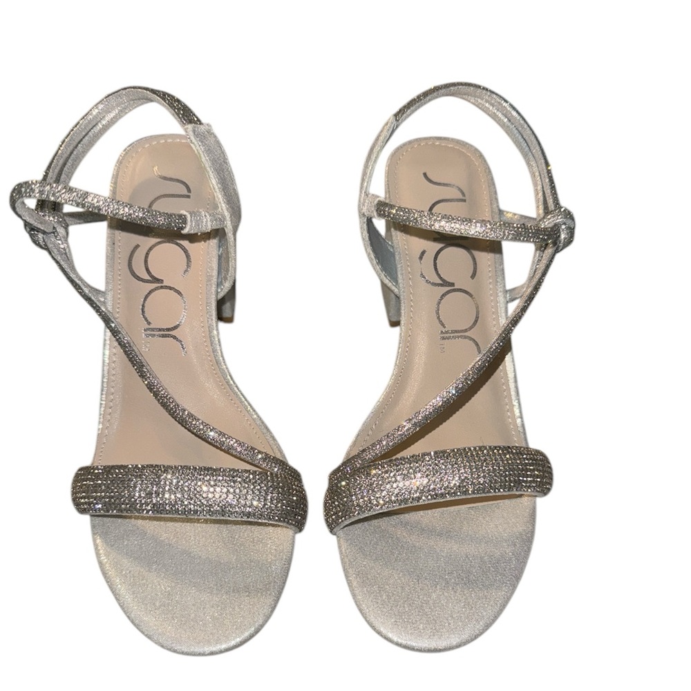 Rhinestone chunky block heels size 7